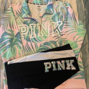 Victoria secret pink tropical bling legging set